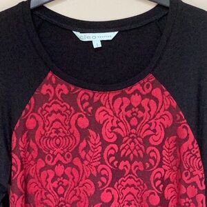 Black Top with Red Patterned Front